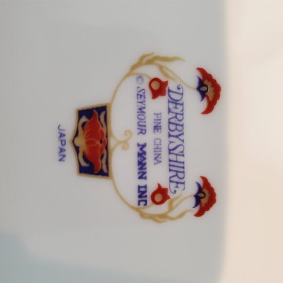 Vintage Seymour Mann Derbyshire Plates Set of Two Imari Porcelain MCM Orange - Picture 4 of 5